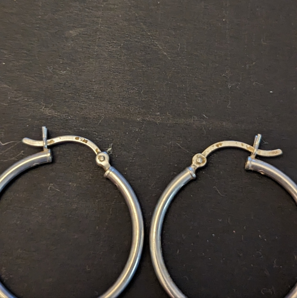 Inch Thin Sterling Silver Hoops - image 2